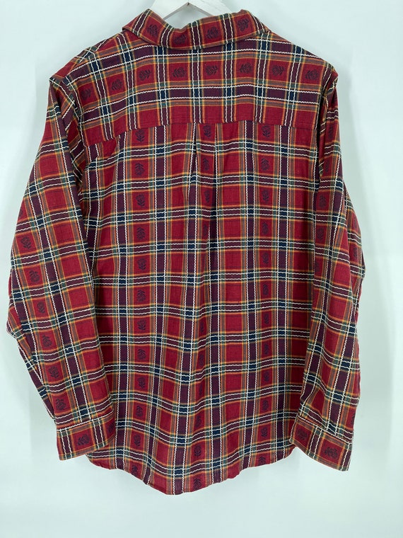 Vintage 90s Plaid With Floral Patterned Long Slee… - image 3
