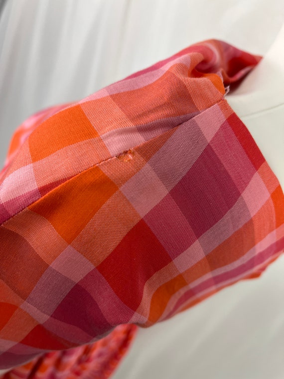 Vintage 50s Adorable Pink And Orange Plaid Dress … - image 5