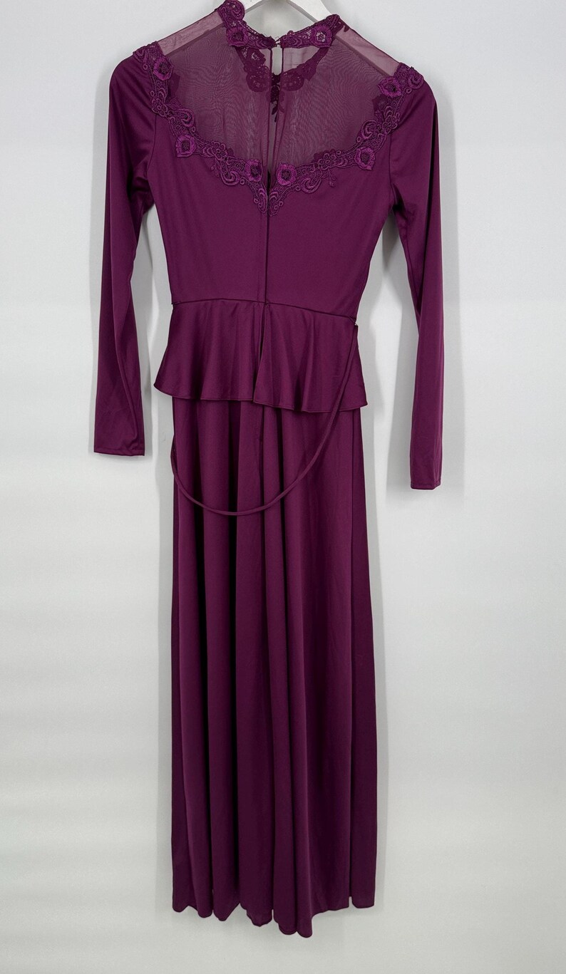 19923 Dark Purple Sheer Sleeve Sequins Dress