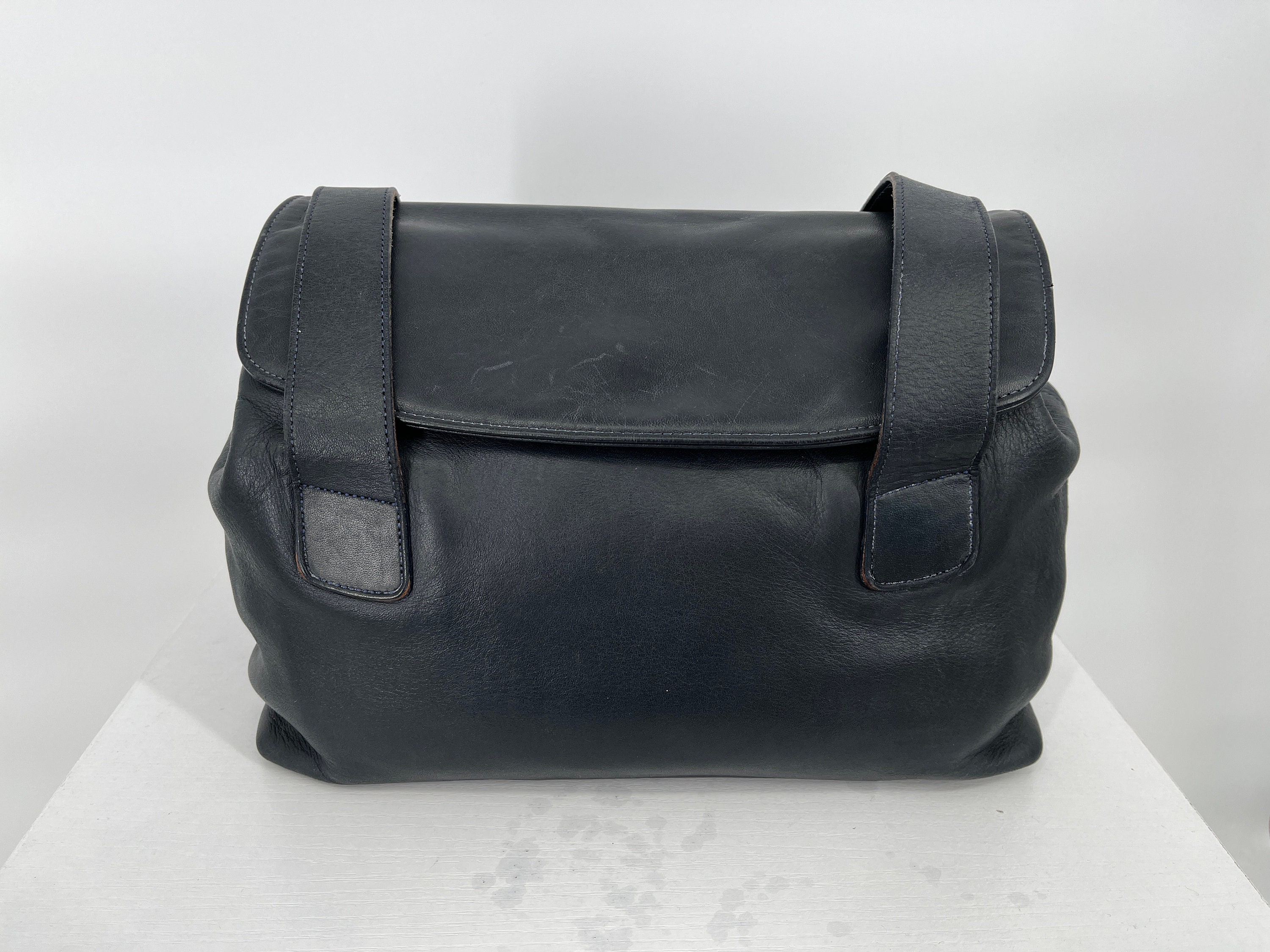 Vintage 1992 Coach Navy Riverside Leather Shoulder Bag  Made in
