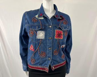 Vintage 90s/y2k 100% Cotton Embroidered Funky Print New