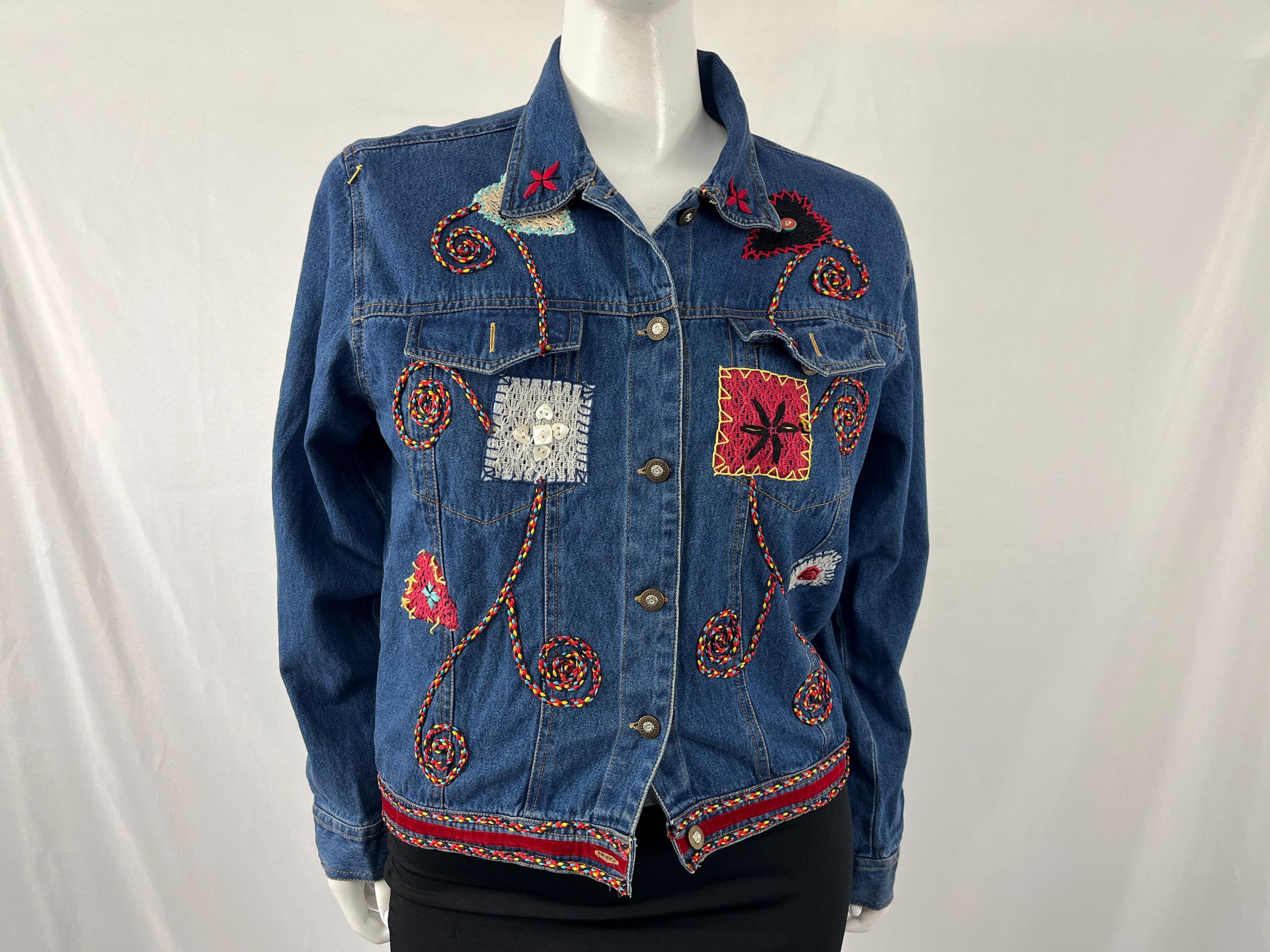 当店在庫してます！ Vintage 90s/y2k 100% Cotton Embroidered Funky Print New ジャケット・アウター