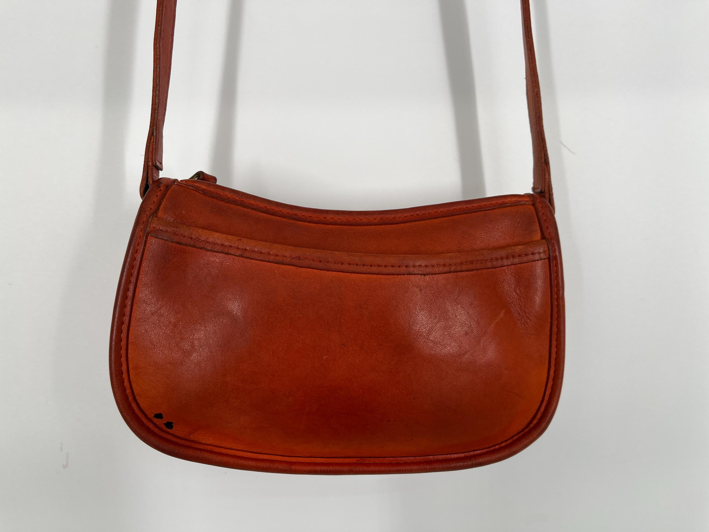 Vintage 90s Coach Tangerine Wendie Zip Leather Shoulder Bag #9031 