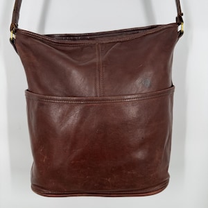 バッグ 80s Old Coach shoulderbag made in USA Vintage 80s Coach Dark Brown Bucket Shoulder Bag / Made in USA