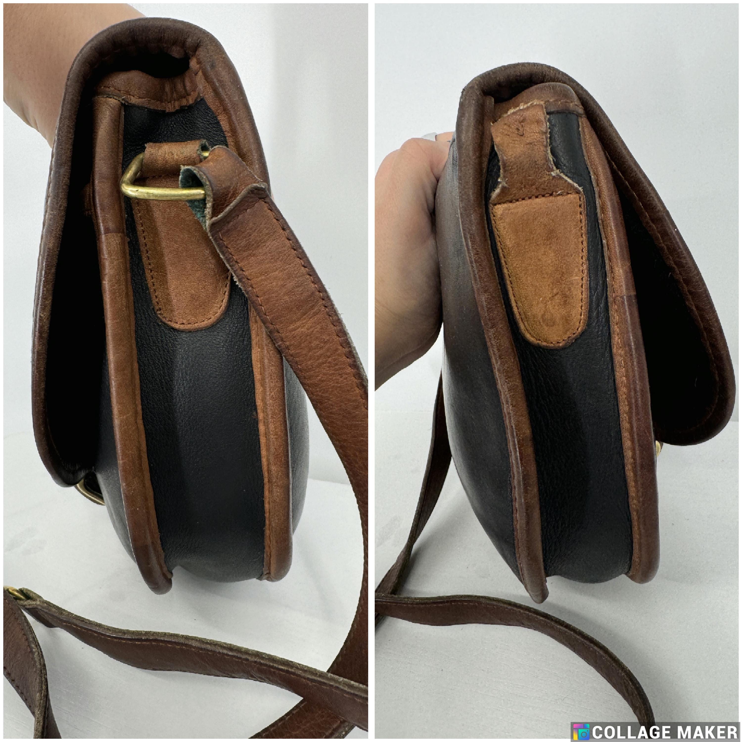Vintage 80s Coach Black & Brown Trim Riding Bag Spectator Vintage 80s Coach Black & Brown Trim Riding Bag Spectator