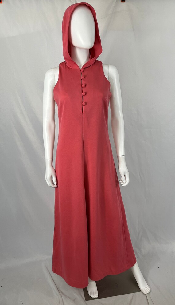 Pinkfree size cotton maxi dress with hood
