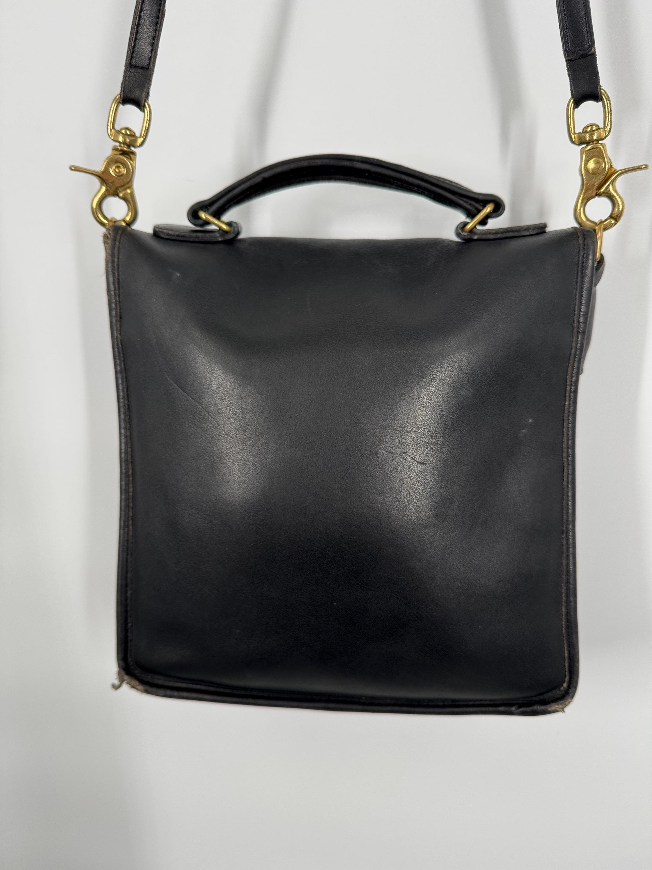 Vintage 80s Coach Black Station Shoulder Bag  Made in USA