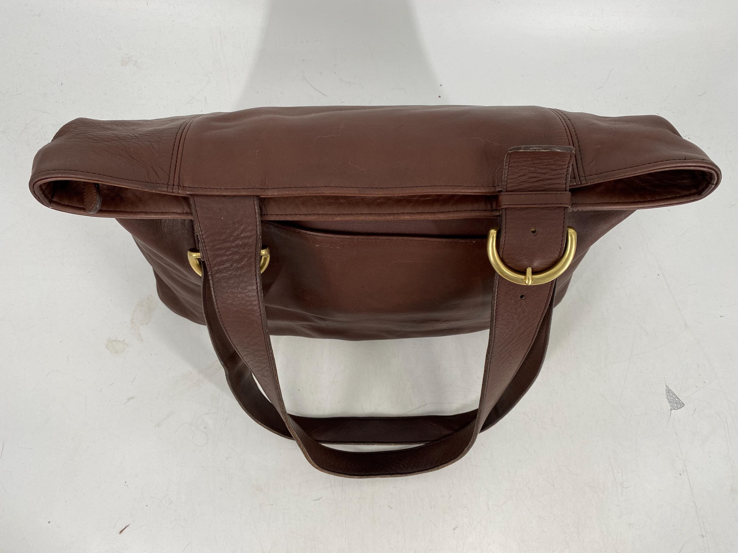 Vintage 90's Coach Dark Brown Leather Soho Zip Tote Shoulder