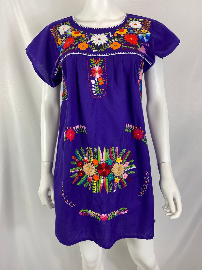 Purple DressTunic With Embroidered Flowers By Handicraft No Size See Measurements