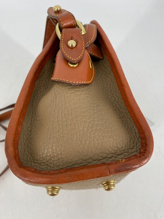 Vintage 90's Dooney & Bourke Taupe AWL Buckle Zip Top Shoulder Bag