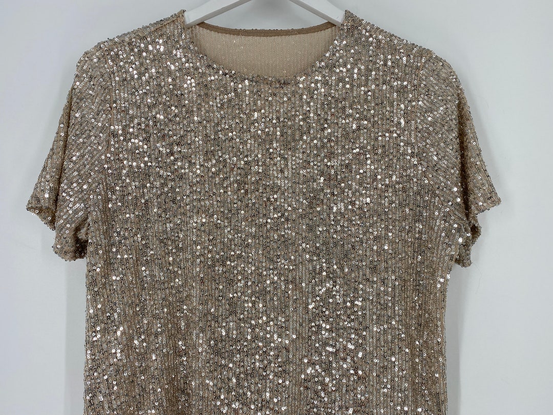 Vintage Fully Sequin Sparkle Blouse by Akira Size L Made - Etsy