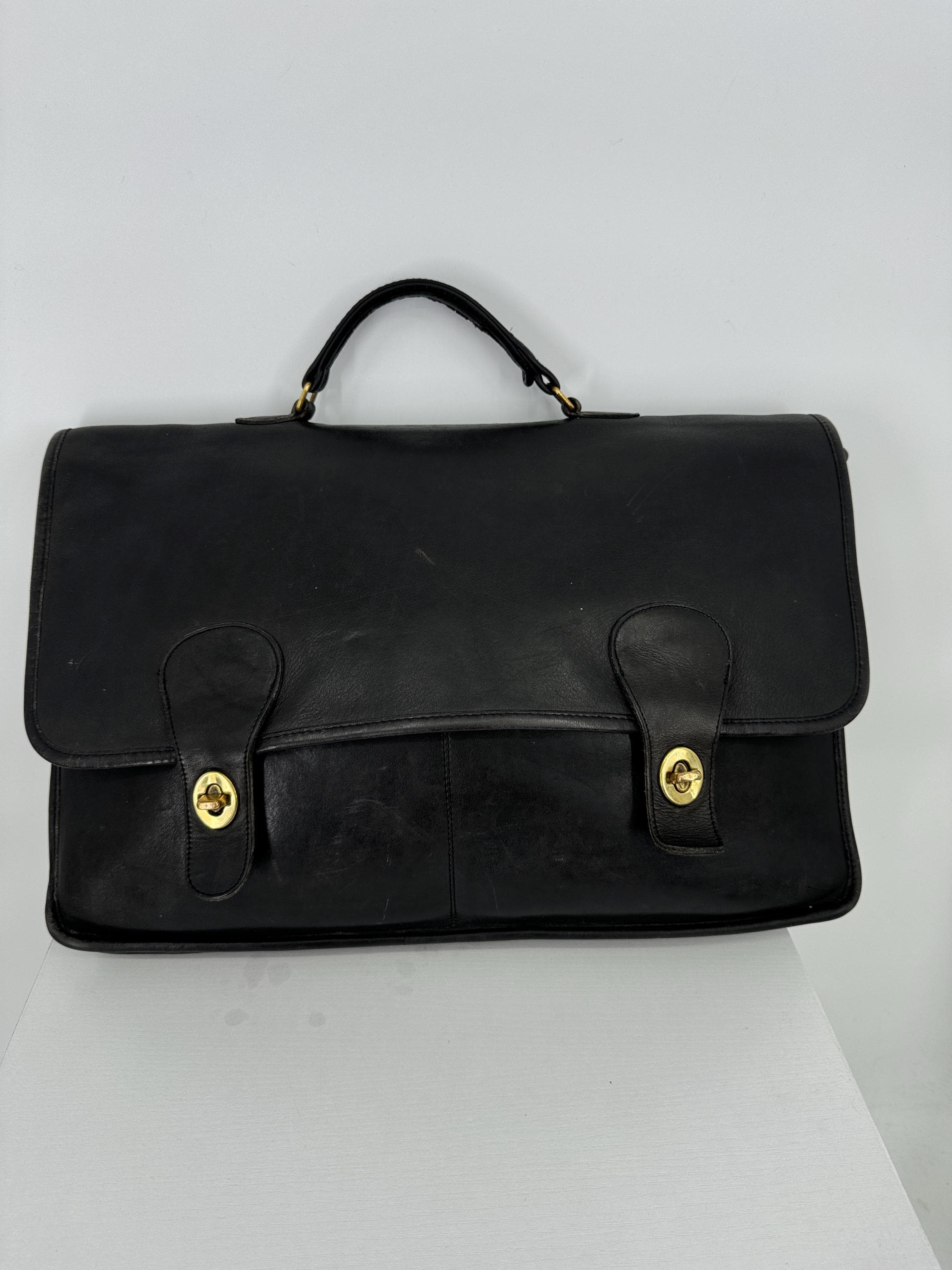バッグ New Vintage Coach Briefbag Black Leather Coach 1327 313 Vintage Black Briefcase/Laptop Bag w/Turnlock | eBay