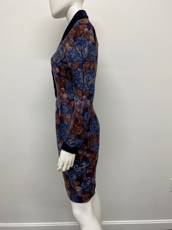Vintage 90's Floral Pattern Dress With Corduroy C… - image 7