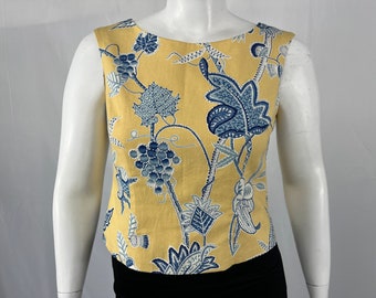 Blusa con cuentas forales amarillas y azules vintage de los años 90 de Jessica Howard / Talla 12 / Ver descripción para medidas y detalles de condición