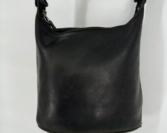 Vintage 70s Coach Faded Black Slim Bucket Bag  Made in USA