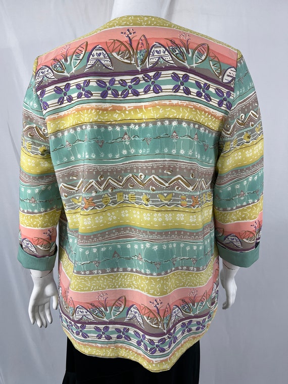 Vintage 80s Open Front Pastel Patterned Top By Dr… - image 4