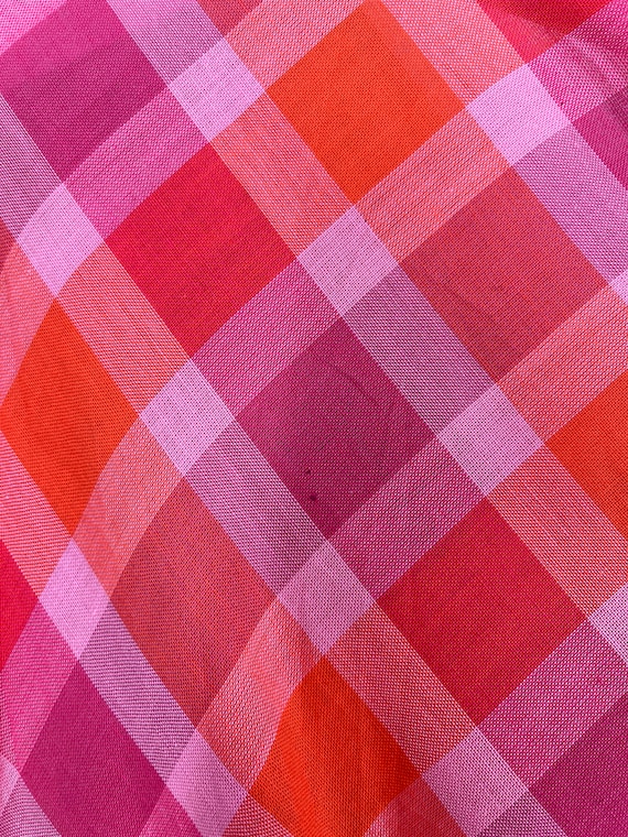 Vintage 50s Adorable Pink And Orange Plaid Dress … - image 7