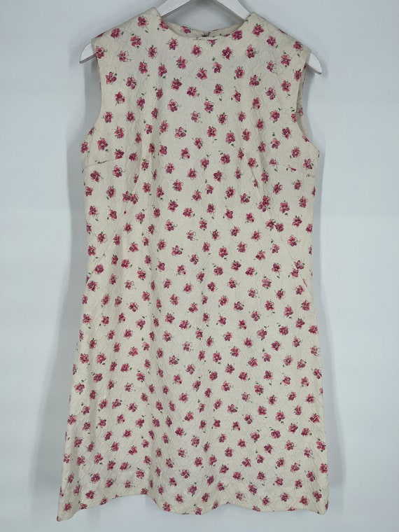 Vintage Homemade 70s White Dress With Pink Flower… - image 6