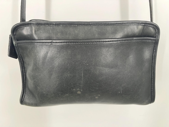 Vintage 80s Coach Black Swagger Bag / Made in USA / View