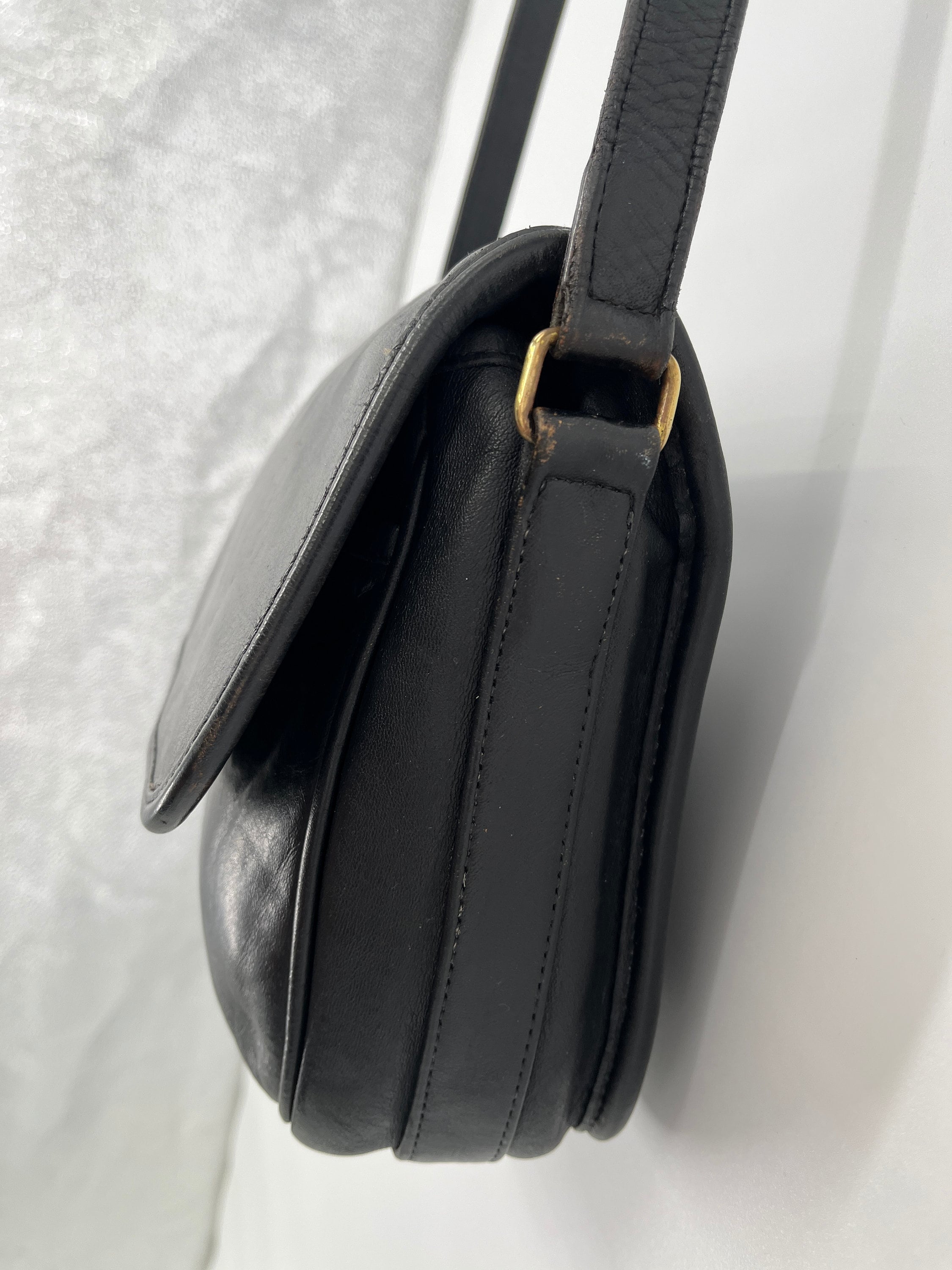 Vintage 80s Black Coach Tailored Pouch Shoulder Bag Made Vintage 80s Black Coach Tailored Pouch Shoulder Bag Made