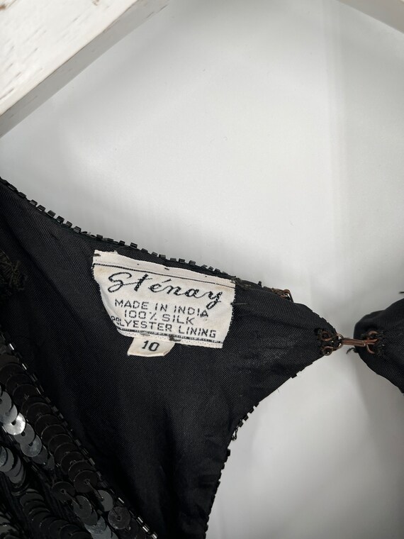 Vintage 80s Black Fully Sequin Silk Dress by Sten… - image 5
