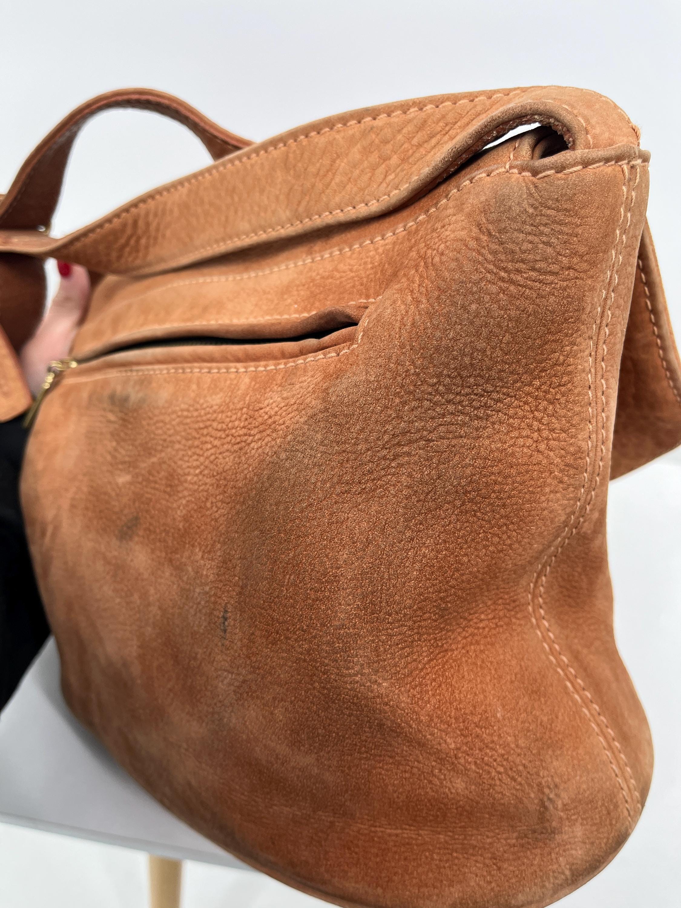Vintage 90s Coach Sonoma Nubuc Flap Bag in the Color Saddle #4935