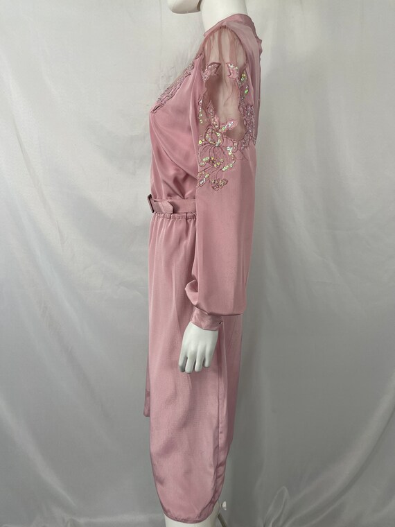 Vintage 70s Pink Long Sleeve Belted In The Mood D… - image 6