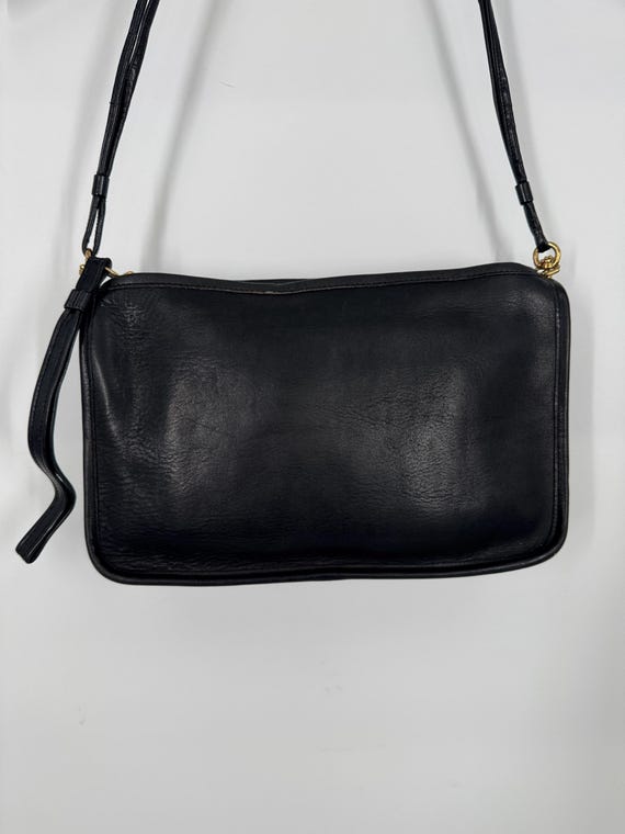 Vintage 70s Coach Black Zippered Clutch Shoulder Bag  Made in NYC