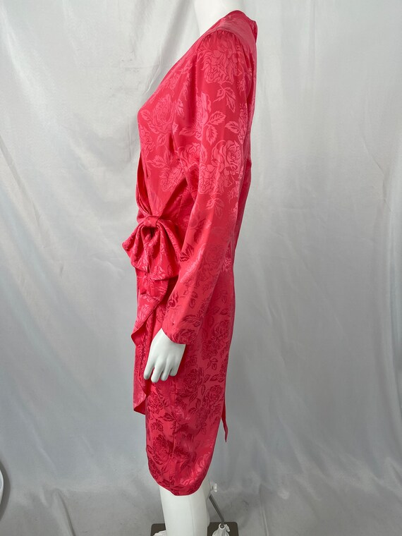 Vintage 90s Bright Pink Wrap Dress By Justine Tod… - image 3