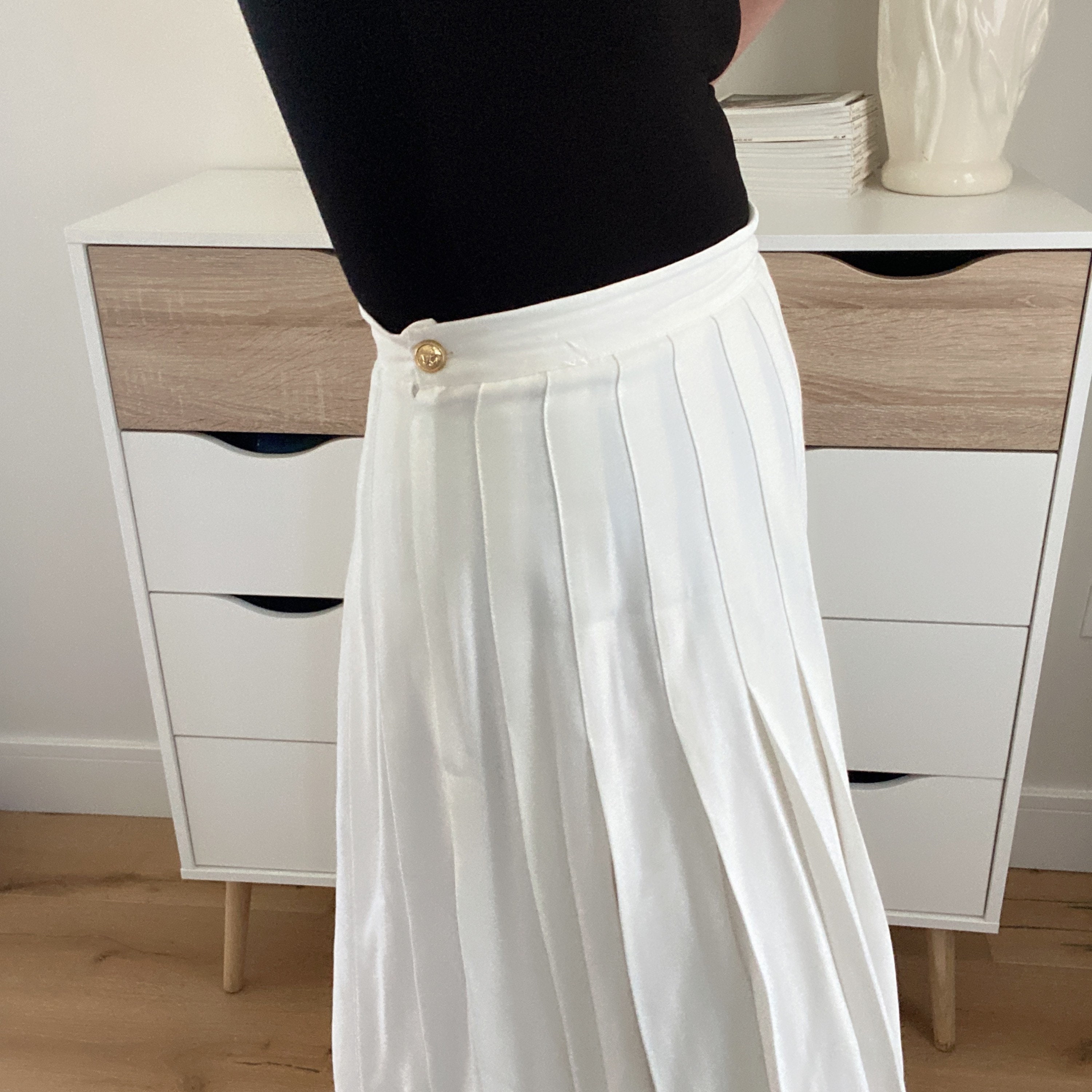 Jupe blanche plissée taille haute Etsy