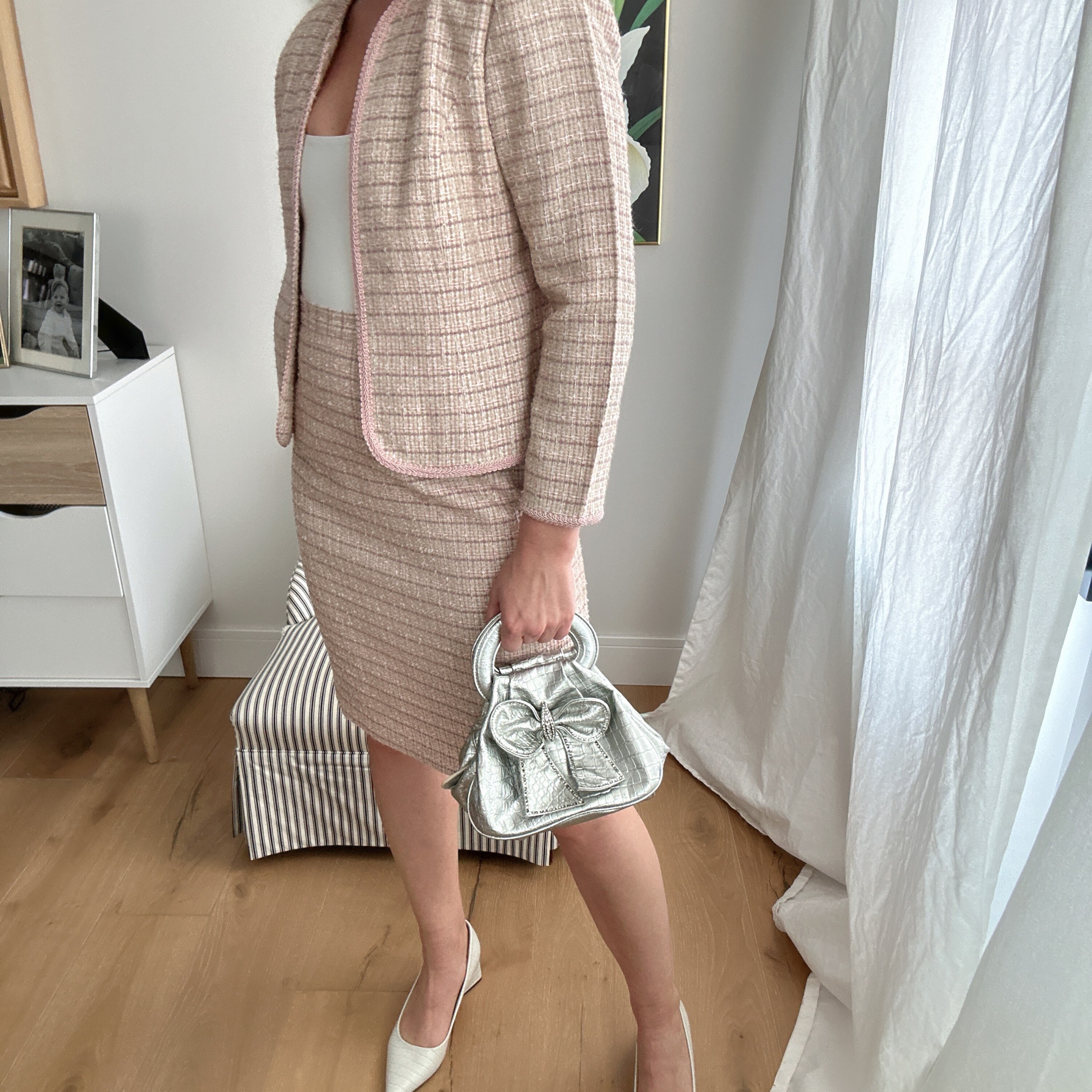 Pink Tweed Mini Skirt Set - Mrs Keepa