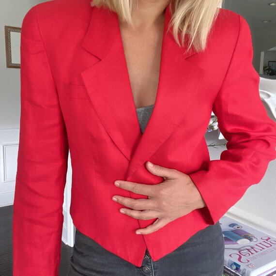 80’s linen cropped blazer