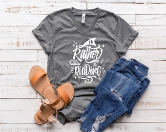 I'd Rather Be Reading Shirt - Soft V-Neck Tee - Book Lover Gift