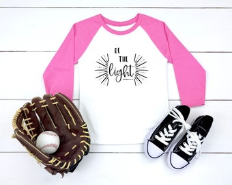 Be the Light Christian Kid's Baseball Tee