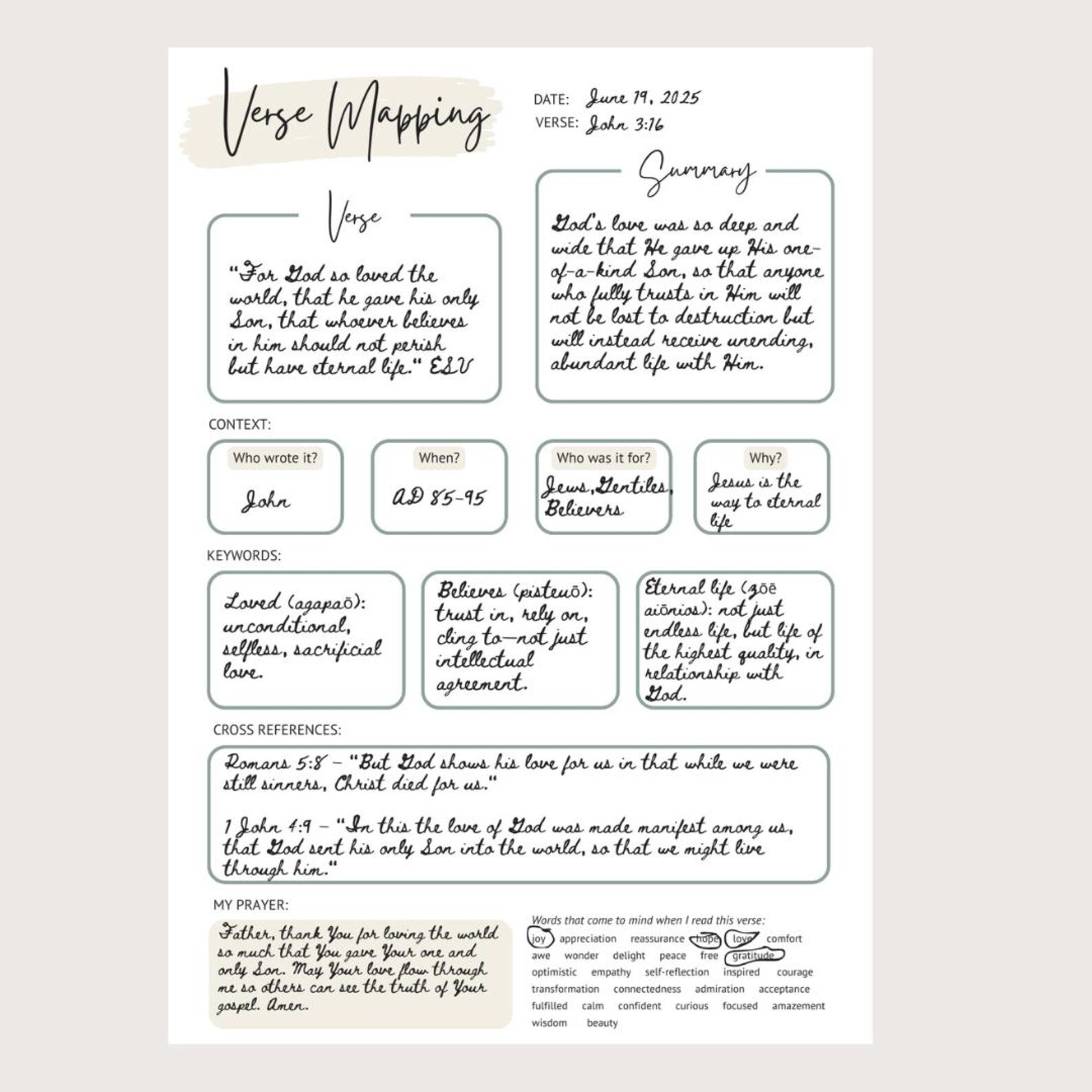 Verse Mapping Bible Study Worksheet | Printable Bible Study Guide ...