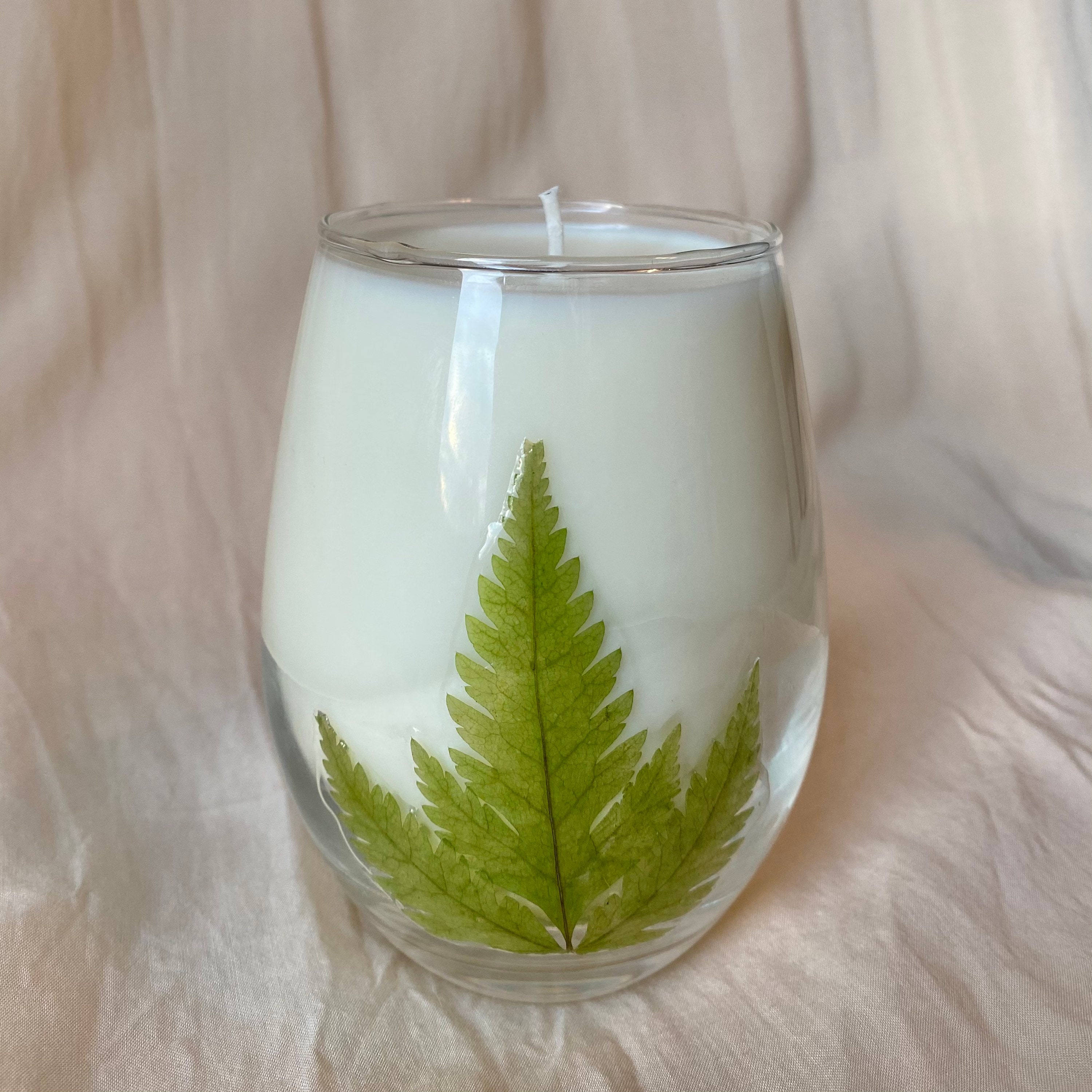 Botanical Decorated Glass Candle Pine Tree Scented Candle Etsy