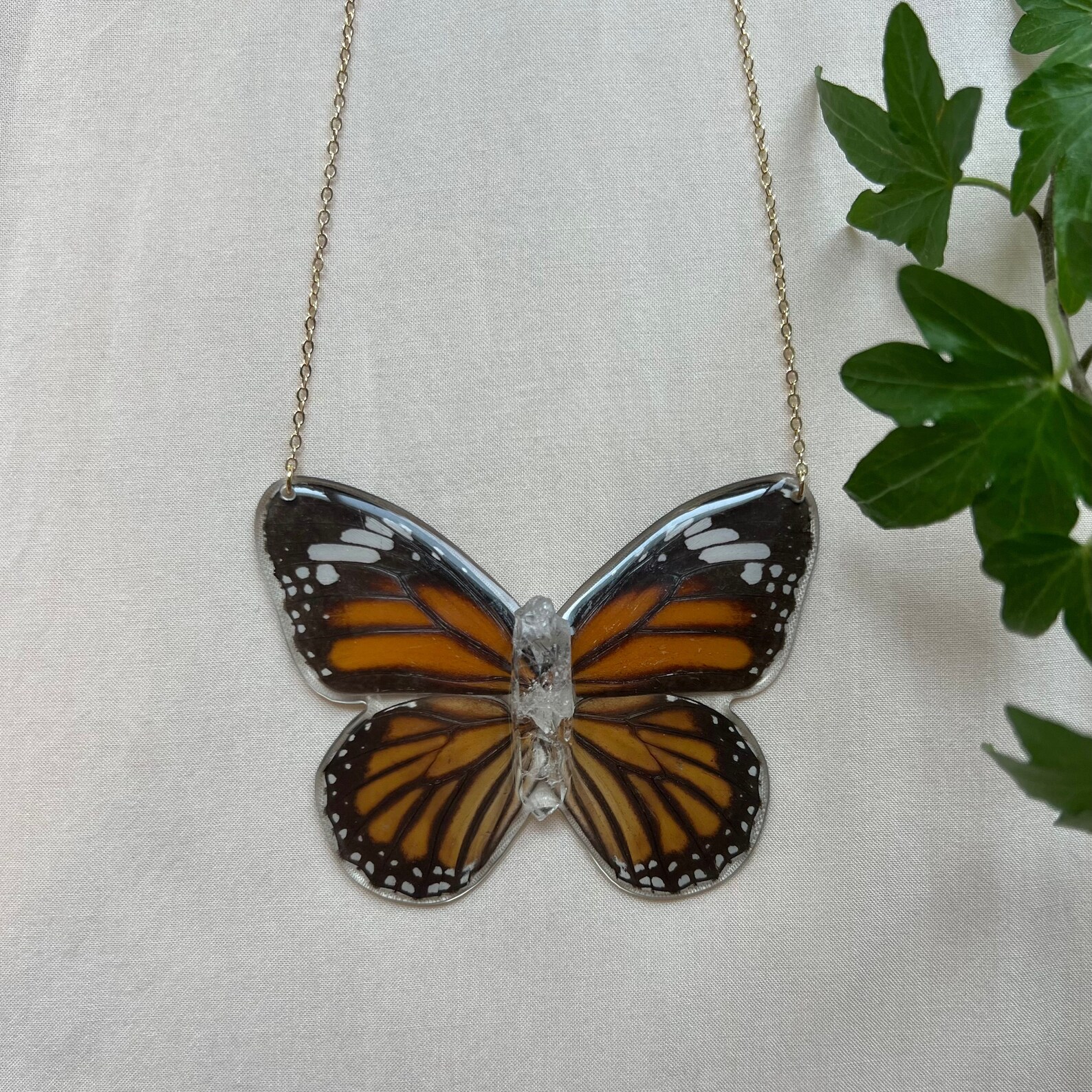 Real Butterfly Necklace, 14k Gold Filled Sterling Silver Necklace