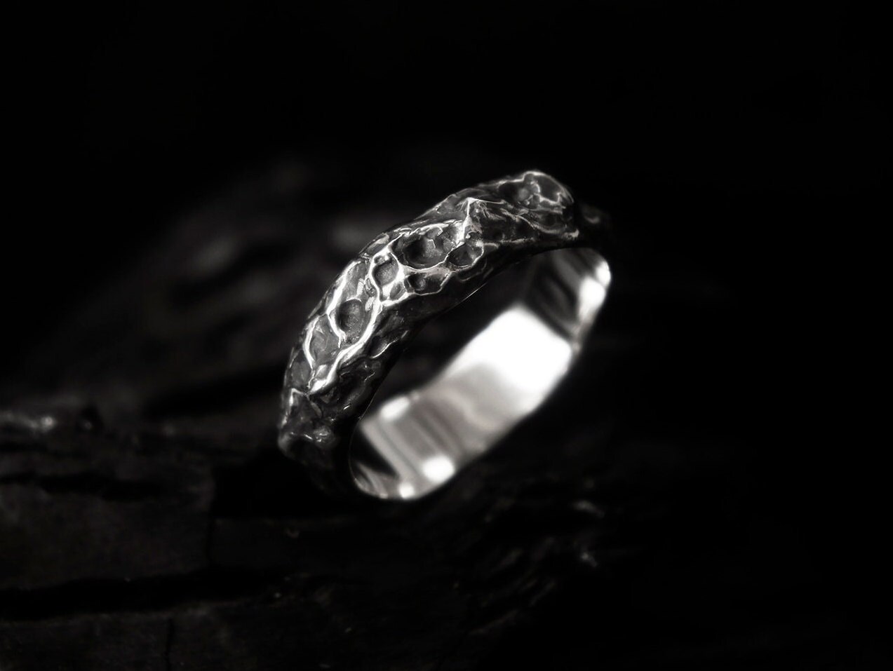 Groan (US 9 1/4) Asymmetric Textured Silver Ring