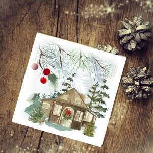 Winters tafereel, dennen, bessen, hut, bossen, Merry Christmas PNG Digital Download, winter, happy Holidays designTransparante achtergrond