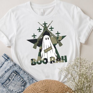 Boo Rah military Halloween Png Download, ghost, camouflage star, air force jets, riflesDigital Download, transparent background.