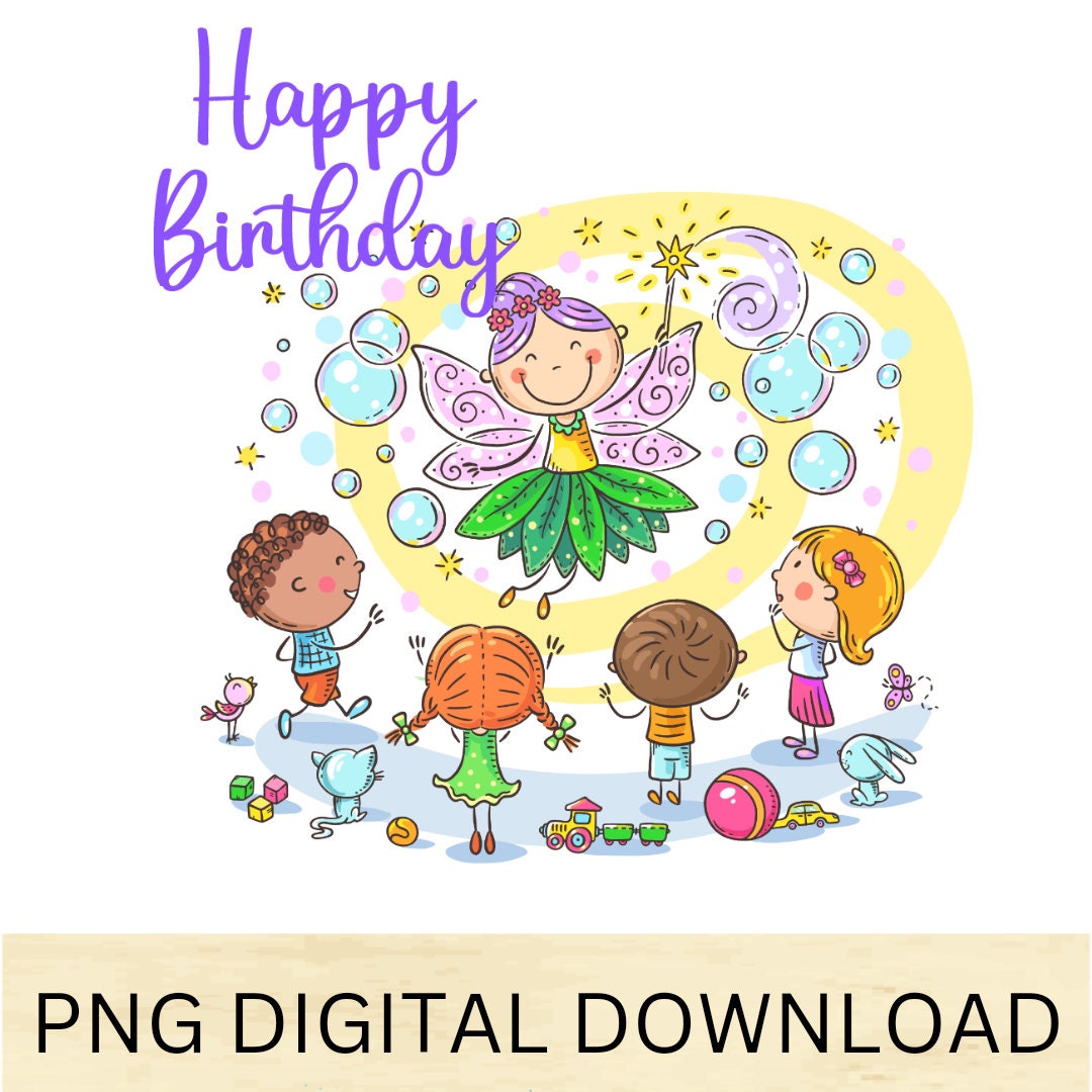 Gelukkige verjaardag fee met toverstaf Png Download, Happy Birthday-bestand,  digitale download, verjaardagsontwerp, transparante achtergrond - Etsy  België, image size:1080x1080