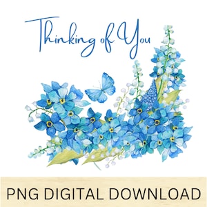 Lot de 4 Je pense à toi, bonne fête des mères, joyeux anniversaire, merci, ne m'oublie pas bouquet Png téléchargement numérique, fond transparent