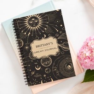 Dream Journal, Personalized Journal, Dream Diary, Custom Journal, Spiral Notebook, Astrology Gifts, Spiritual Gifts,