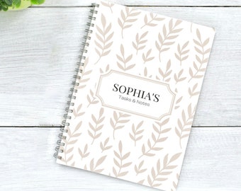 Personalisierter Tagesplaner, Florales Notizbuch, Custom Journal