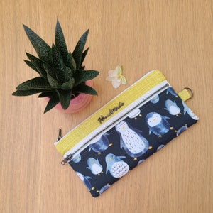 Astuccio con cerniera con stampa pinguino, piccola borsa per cosmetici, astuccio per matite, portafoglio con doppia cerniera, divertenti accessori da viaggio