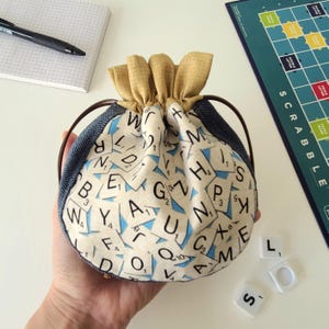 Adorable sac pour tuiles de Scrabble, accessoire parfait pour les amateurs de jeux de mots