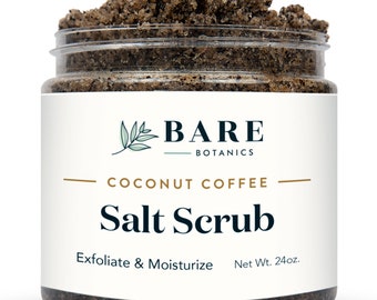 All Natural Coconut Coffee Scrub (Net Wt. 24oz) | Gentle Exfoliator, Super Moisturizer, No Synthetic Fragrances | Body Scrub Gift Set