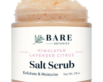 All Natural Lavender Citrus Himalayan Body Scrub (Net Wt. 24oz) | Zachte Exfoliator, Super Moisturizer | Zoutscrub & cadeauset