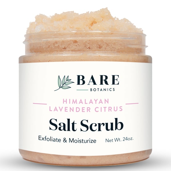 All Natural Lavender Citrus Himalayan Body Scrub (Net Wt. 24oz) | Gentle Exfoliator, Super Moisturizer | Salt Scrub & Gift Set