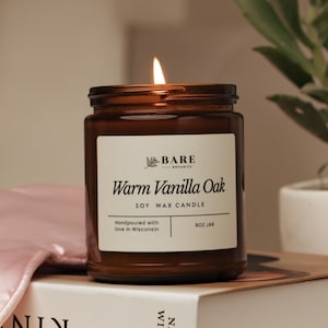 Soy Candle 9oz Amber Jar | 100% Plant-based & Handpoured in Wisconsin| Non-toxic, Naturally Scented, Clean Burn for 40+ Hours